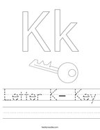 Letter K- Key Handwriting Sheet