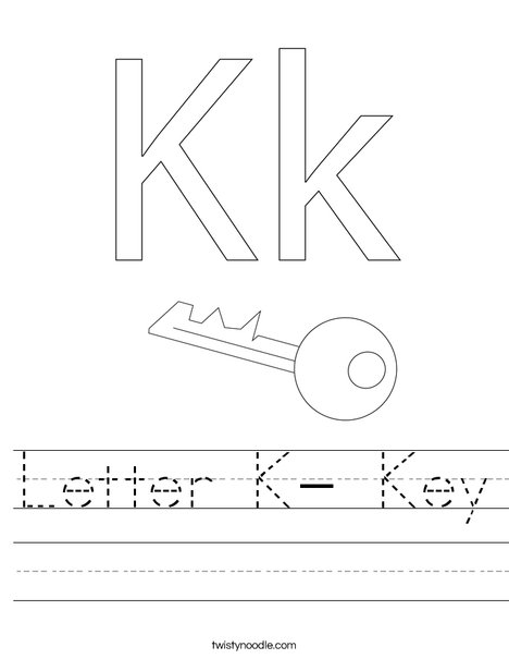 Letter K- Key Worksheet