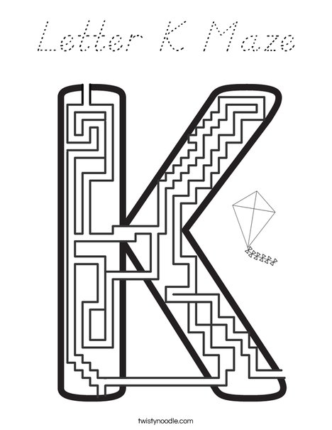 Letter K Maze Coloring Page