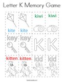 Letter K Memory Game Coloring Page