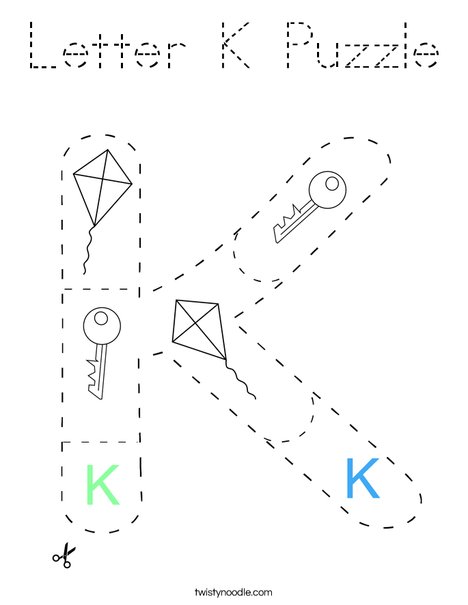 Letter K Puzzle Coloring Page