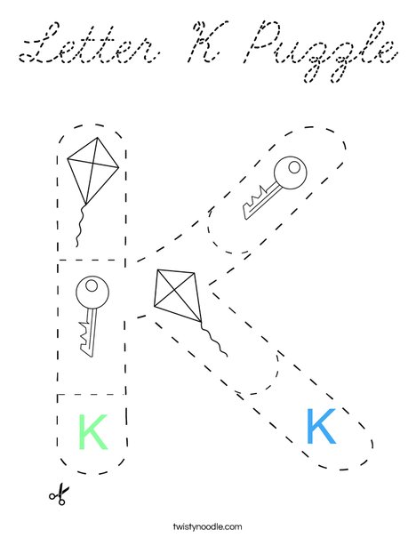 Letter K Puzzle Coloring Page