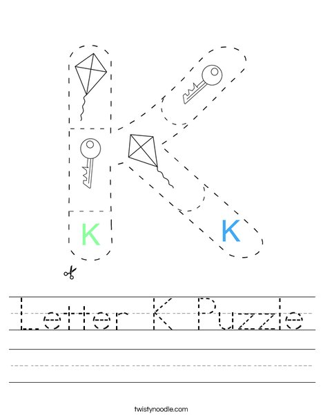 Letter K Puzzle Worksheet - Twisty Noodle