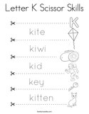 Letter K Scissor Skills Coloring Page