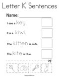 Letter K Sentences Coloring Page
