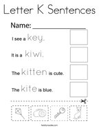 Letter K Sentences Coloring Page