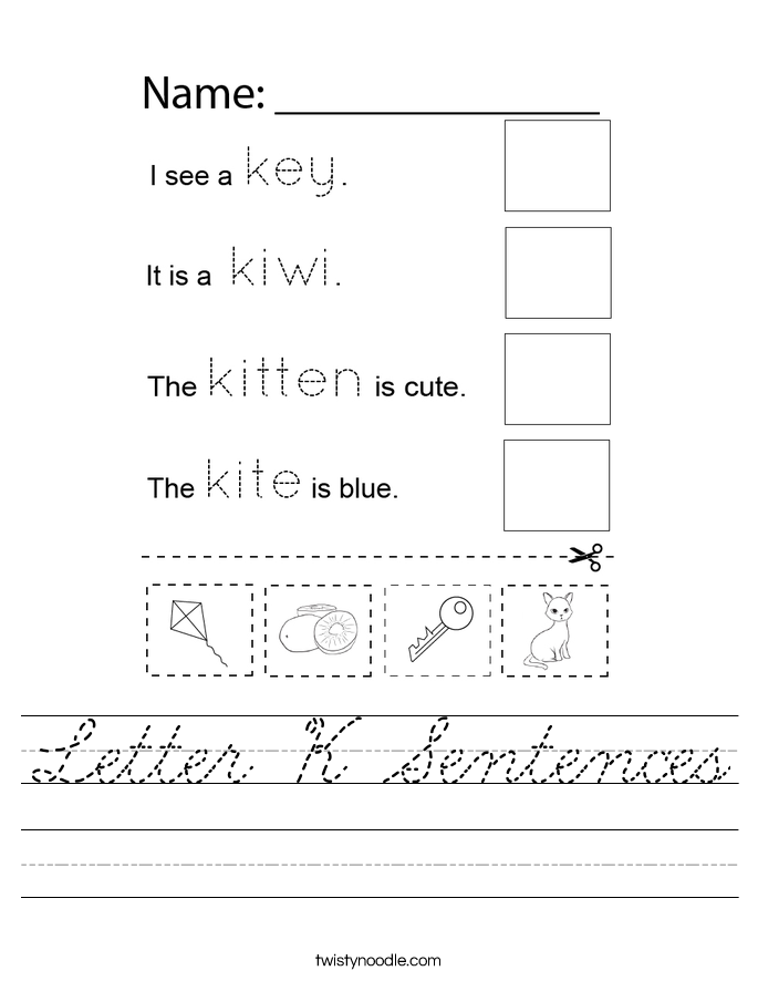 Letter K Sentences Worksheet