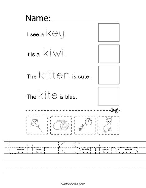 Letter K Sentences Worksheet