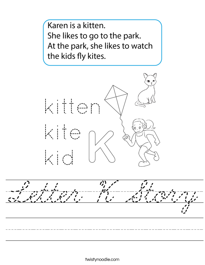 Letter K Story Worksheet