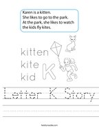 Letter K Story Handwriting Sheet