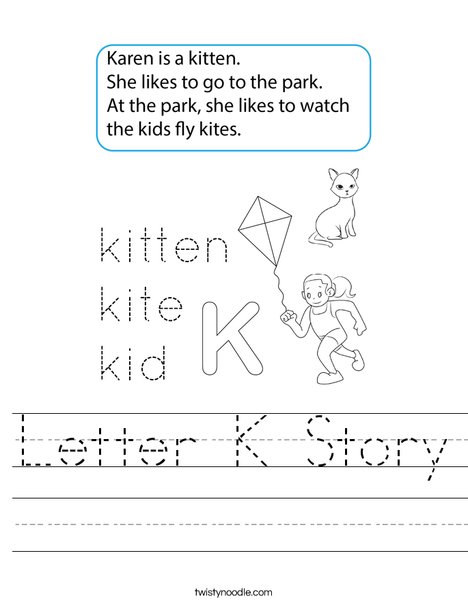 Letter K Story Worksheet