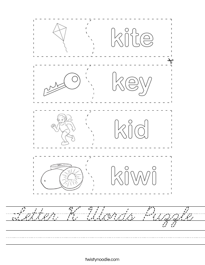 Letter K Words Puzzle Worksheet
