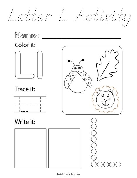 Letter L Activity Coloring Page