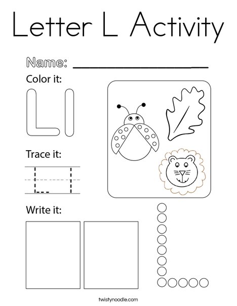 Letter L Activity Coloring Page