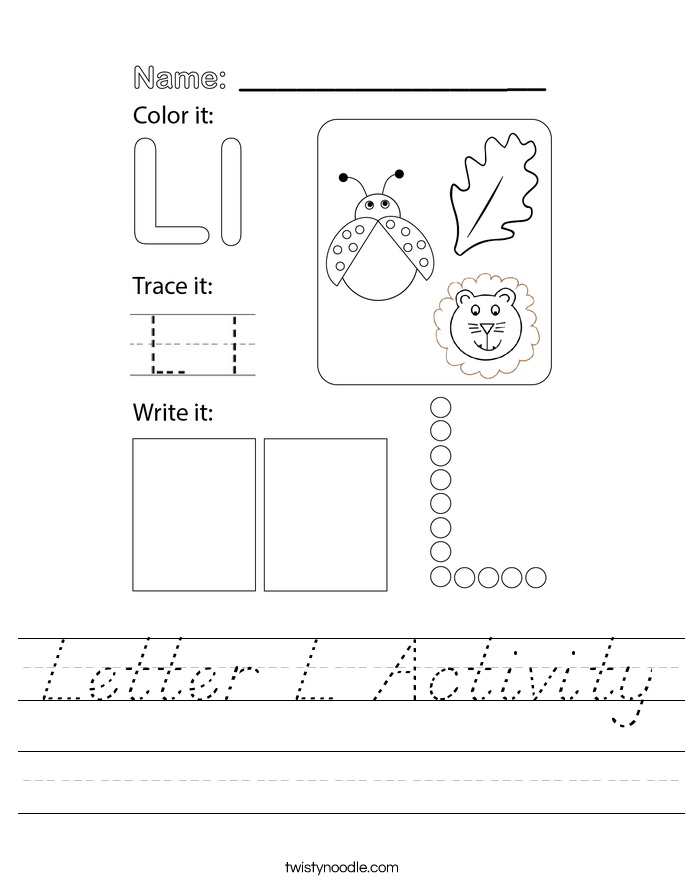 Letter L Activity Worksheet