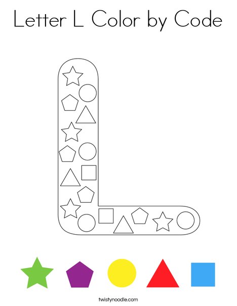 Letter L Color by Code Coloring Page