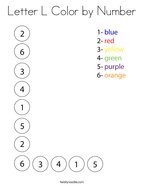 Letter L Color by Number Coloring Page