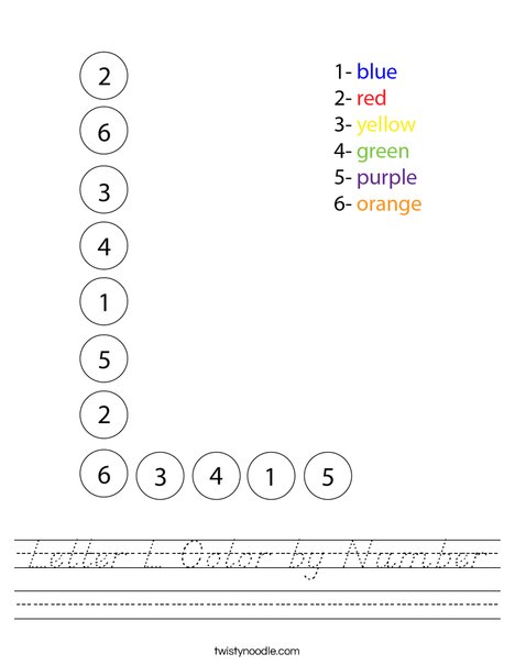 Letter L Color by Number Worksheet