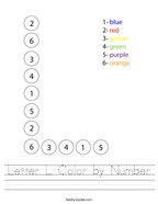 Letter L Color by Number Handwriting Sheet