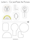 Letter L- Cut and Paste the Pictures Coloring Page