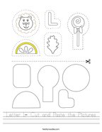 Letter L- Cut and Paste the Pictures Handwriting Sheet