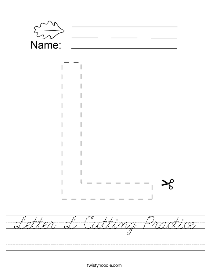 Letter L Cutting Practice Worksheet