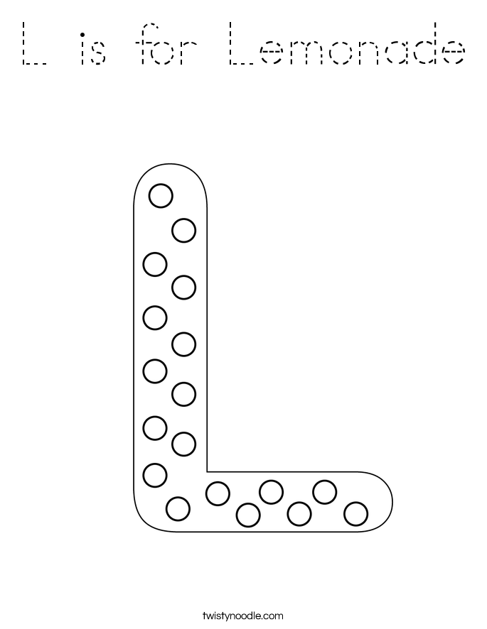 L is for Lemonade Coloring Page