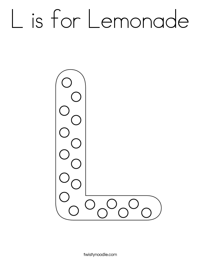 L is for Lemonade Coloring Page