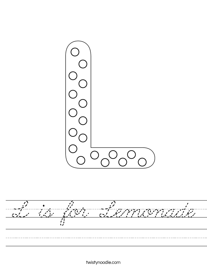 L is for Lemonade Worksheet