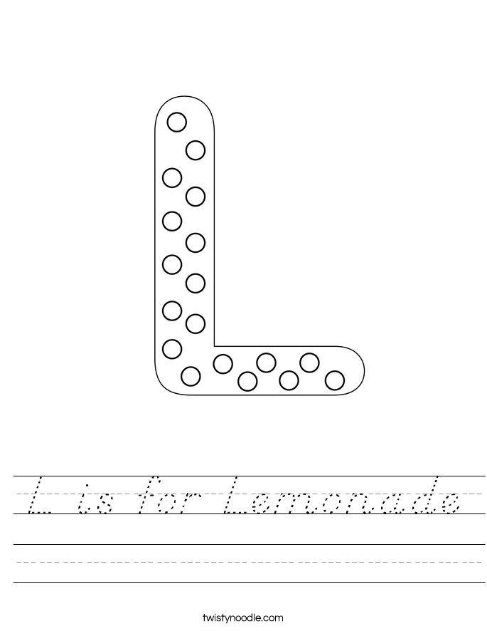 L is for Lemonade Worksheet