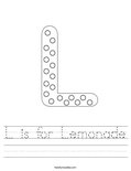 L is for Lemonade Worksheet