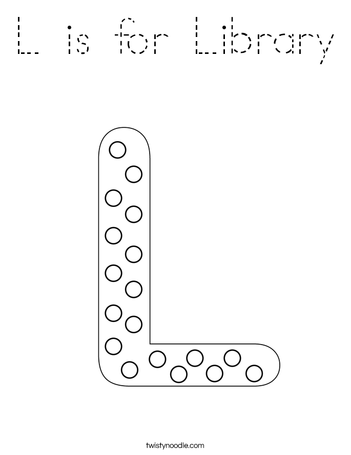 L is for Library Coloring Page