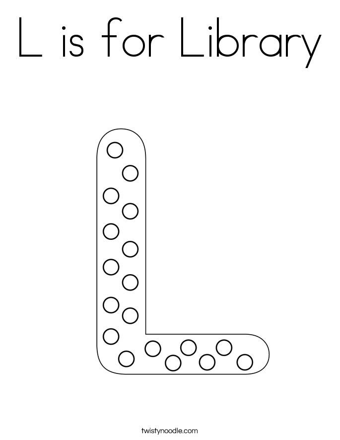 L is for Library Coloring Page