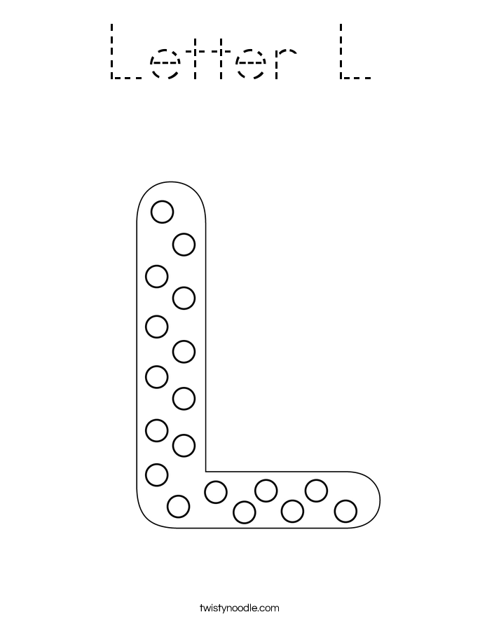 Letter L Coloring Page - Tracing - Twisty Noodle