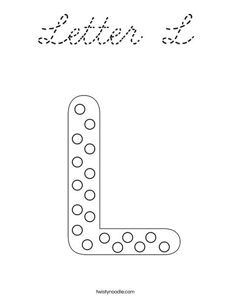 Letter L Coloring Page - Cursive - Twisty Noodle