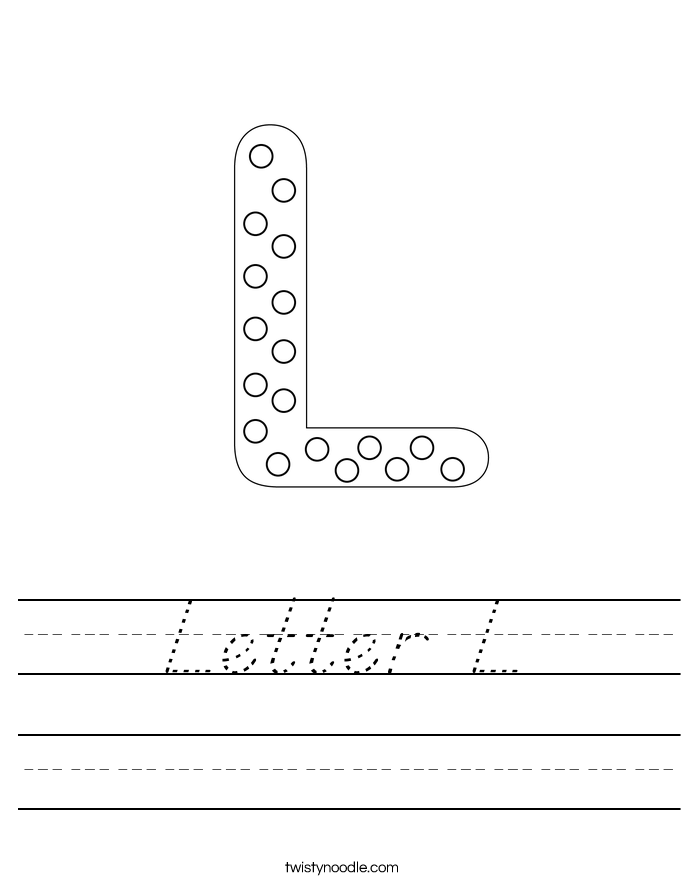 Letter L Worksheet - D'Nealian - Twisty Noodle