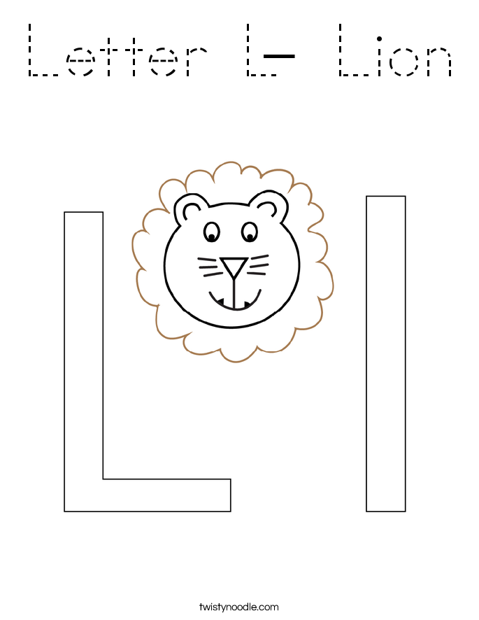 Letter L- Lion Coloring Page