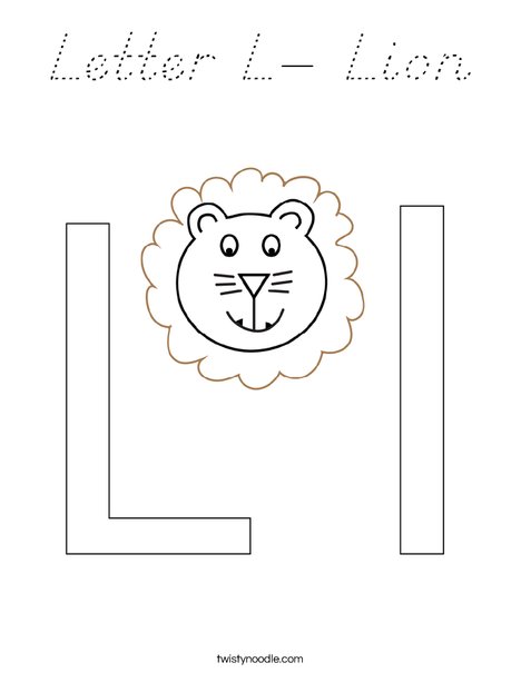 Letter L- Lion Coloring Page