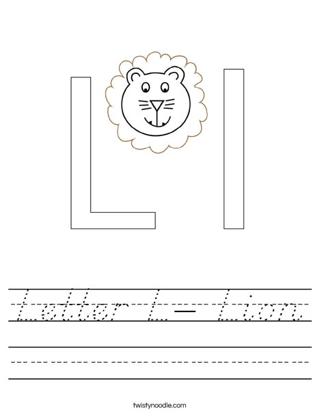 Letter L- Lion Worksheet
