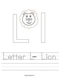 Letter L- Lion Worksheet