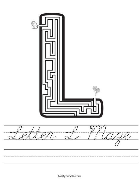Letter L Maze Worksheet