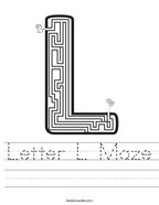 Letter L Maze Handwriting Sheet