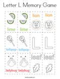 Letter L Memory Game Coloring Page