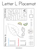 Letter L Placemat Coloring Page