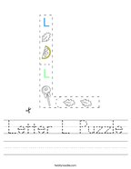 Letter L Puzzle Handwriting Sheet
