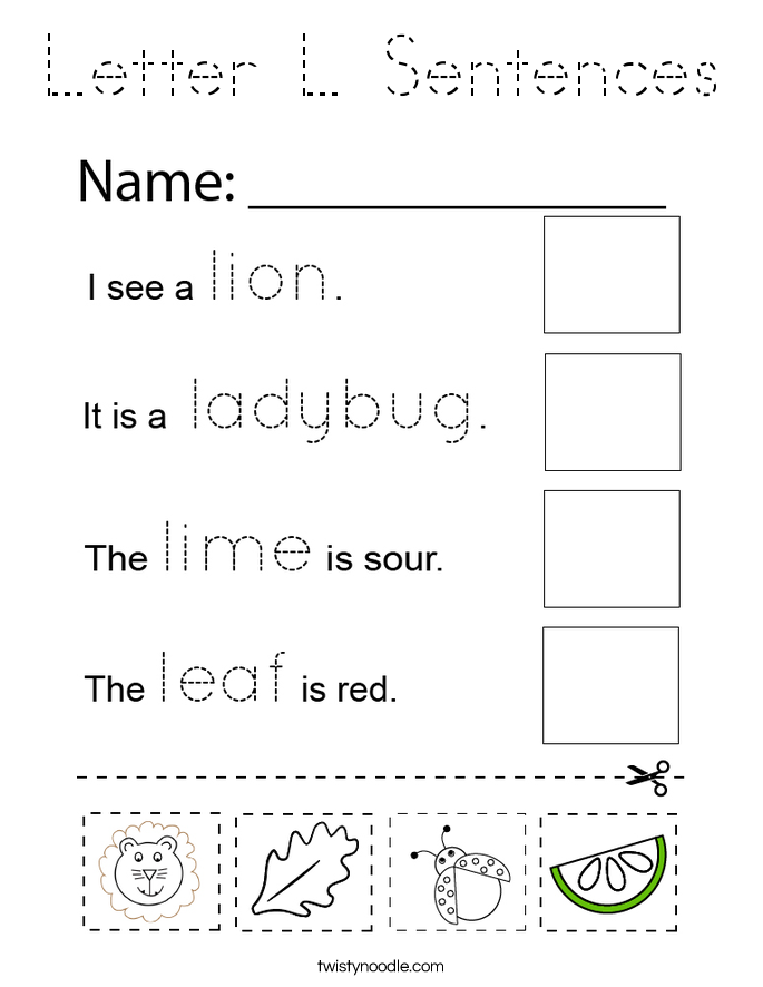 Letter L Sentences Coloring Page
