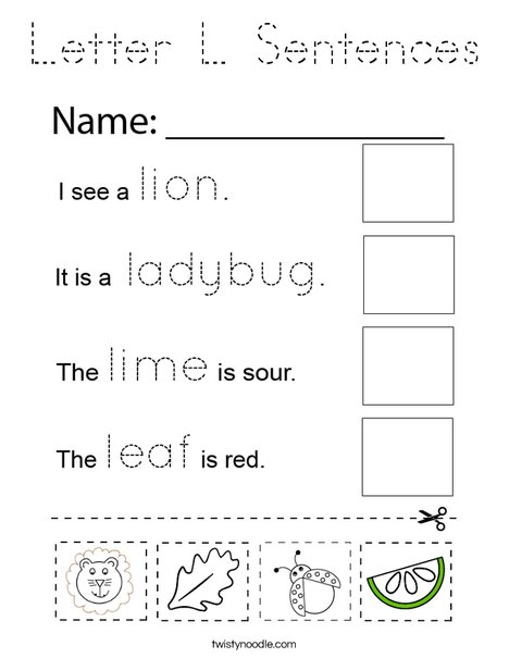 Letter L Sentences Coloring Page