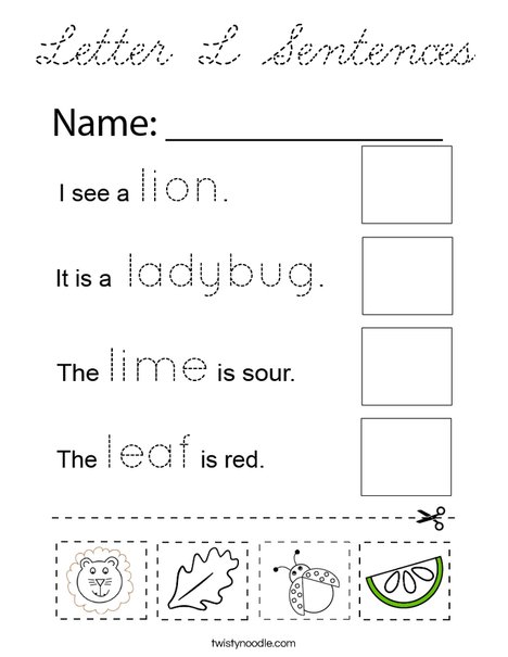Letter L Sentences Coloring Page