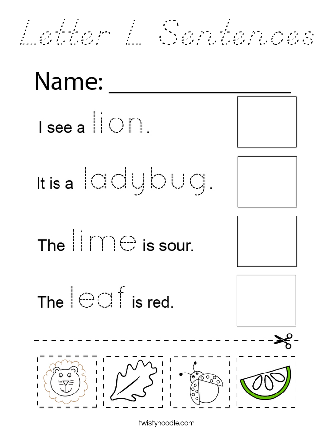 Letter L Sentences Coloring Page
