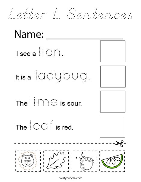 Letter L Sentences Coloring Page